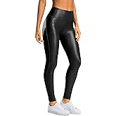 SANTINY Women's Faux Leather Leggings 25''/27''/29''-High Waisted Stretch Leather Pants Pleather Tights for Women