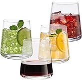 iridisenti Stemless Wine Glasses Set of 4, 13.5 oz Hand-blown Whiskey Glasses for Red and White Wine, Universal Drinking Glasses for Water, Juice, Thickened Base & Dishwasher Safe, SWG-400-4