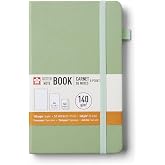 Sakura Dotted A5 Journal Notebook, Hardcover, 5.1x8.3", Pale Patina | Japanese-Inspired, 140 GSM Paper, Hardcover, Expandable Inner Pocket, Flat-Lay Stitch Binding, Versatile Use