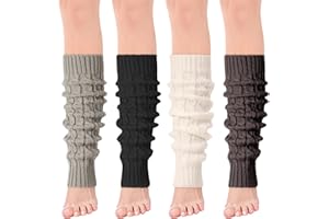 Jspupifip Women Ballet Leg Warmers, 80s Cable Knit Long Legwarmer Extra Soft Leg Warmer for Yoga Ballet Dance