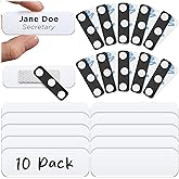 Mata1-USA - Magnetic Name Tags - (10 Pack, 1x3, White) - Round-Cornered Acrylic Name Badges with Extra-Strong Neodymium Magnetic Backing - Customizable Blank Name Tags for Students & Professionals