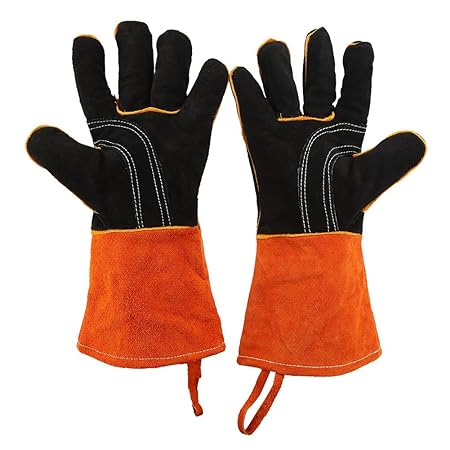 Dilwe BBQ Grill Gloves,1Pair Thicken Outdoor BBQ Oven Grill Heat Resistant Cooking Protection Gloves with Full Fingers