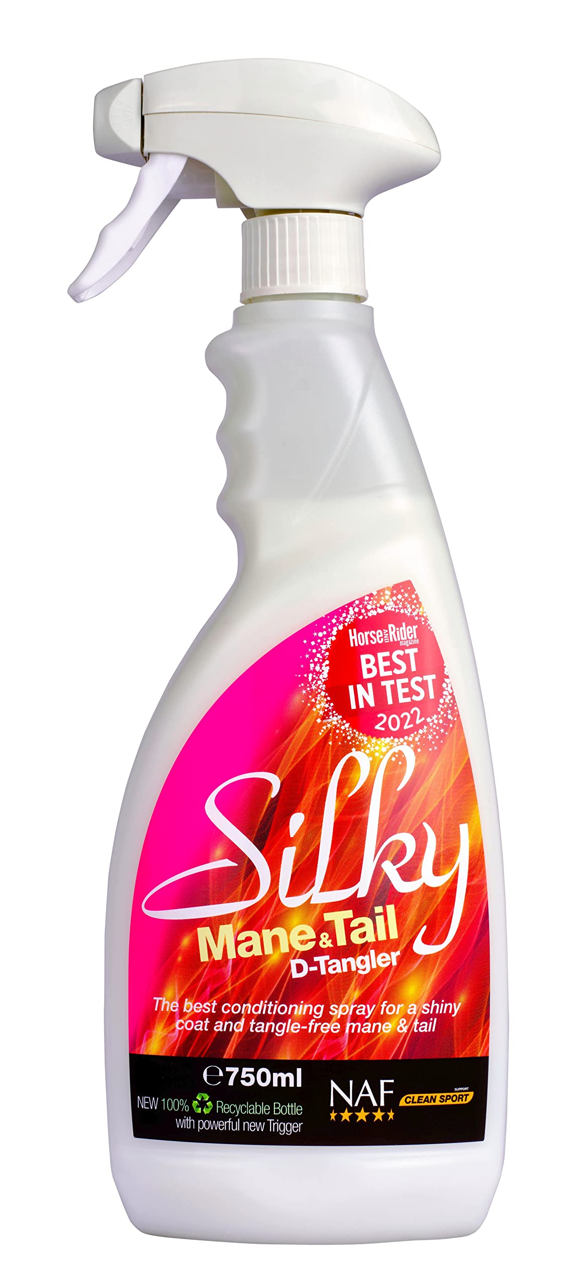 NAF Silky Mane & Tail D-Tangler Spray โ 750ml Deluxe Conditioning Detangler for Horses โ Smooth, Shiny, Tangle-Free Finish โ Non-Greasy, Dust-Repellent Formula โ image 1