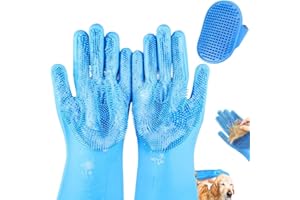 IDQQUQQ 2PCS Dog Washing Gloves and Dog Bath Brush, 2-in-1 pet Shower Set | Suitable for Dogs, Cats, Bath Massage, and pet Grooming