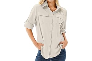 Toumett Women's UPF 50 Long Sleeve Sun Protection Shirts Safari Fishing Hiking