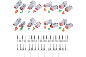 DEUTUSACC Deutsch DT Connector Kit, 2 3 4 6Pin 2 Sets Gray Waterproof Electrical Stamped Contact Seal Plug Truck, Off-Road Vehicles, Agriculture, Marine, Motorcycle Wiring