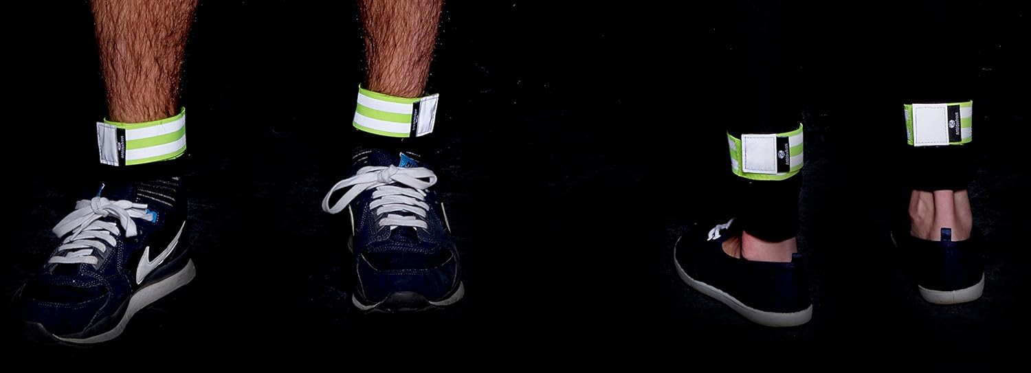 Reflective Bands for Men and Women | Reflectors for Runners, Cycling, Walking | Set of 4 Reflective Ankle Bands, Armbands, Wristbands | Reflector Tape Providing High Visibility Safety Apparel : Sports & Outdoors
