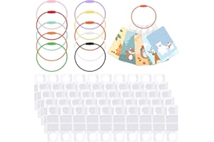 DARLINGAO Holder for Cards Rings and Tabs, 100 PCS Clear Self Adhesive Hanging Tabs with 10 Metal Rings, Plastic Sticky Hang Tags for Retail Display, Card Accessories Organizer for Storage and Display