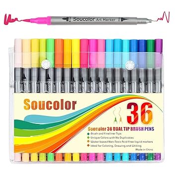 Rotuladores de caligrafía de doble punta, para adultos ...