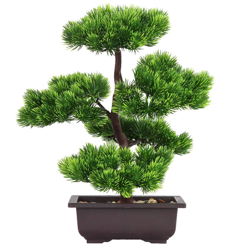 Aisamco Artificial Bonsai Tree 33cm Japanese Pine Fake Plant Potted Decor for Home, Desktop Display - Artificial House Plants Decoration