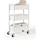 SunnyPoint 3-Tier Delicate Compact Rolling Metal Storage Organizer - Mobile Utility Cart Kitchen/Under Desk Cart with Caster 