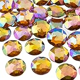John Bead 200 Pieces 20mm, Gold AB, Acrylic Round Flat Back Rhinestones for Jewelry Making, DIY Crafts, Nail Art, Face Makeup, Clothes