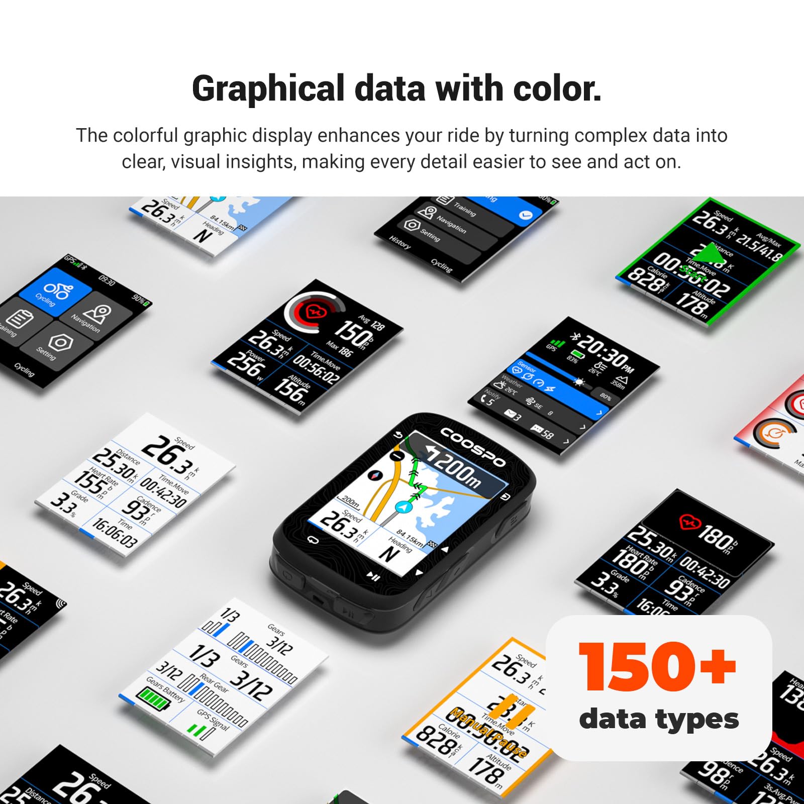 COOSPO Color Touchscreen GPS Bike Computer CS600, Wireless IPX7 Waterproof Cycling GPS Speedometer with Bluetooth/ANT+, Backlight Route Navigation, Support Bike Radar & 36H Battery Life