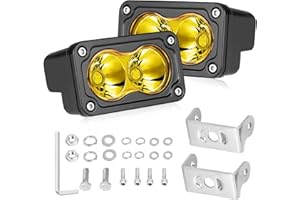Yellow LED Pods, AKD Part 3 Inch CREE LED Yellow Fog Lights 40W Spot Motorcycle Auxiliary Light Pods Small Offroad Driving Pods Lights 2PCS for Truck Dirt Bike SUV UTV ATV Snowmobile Surron