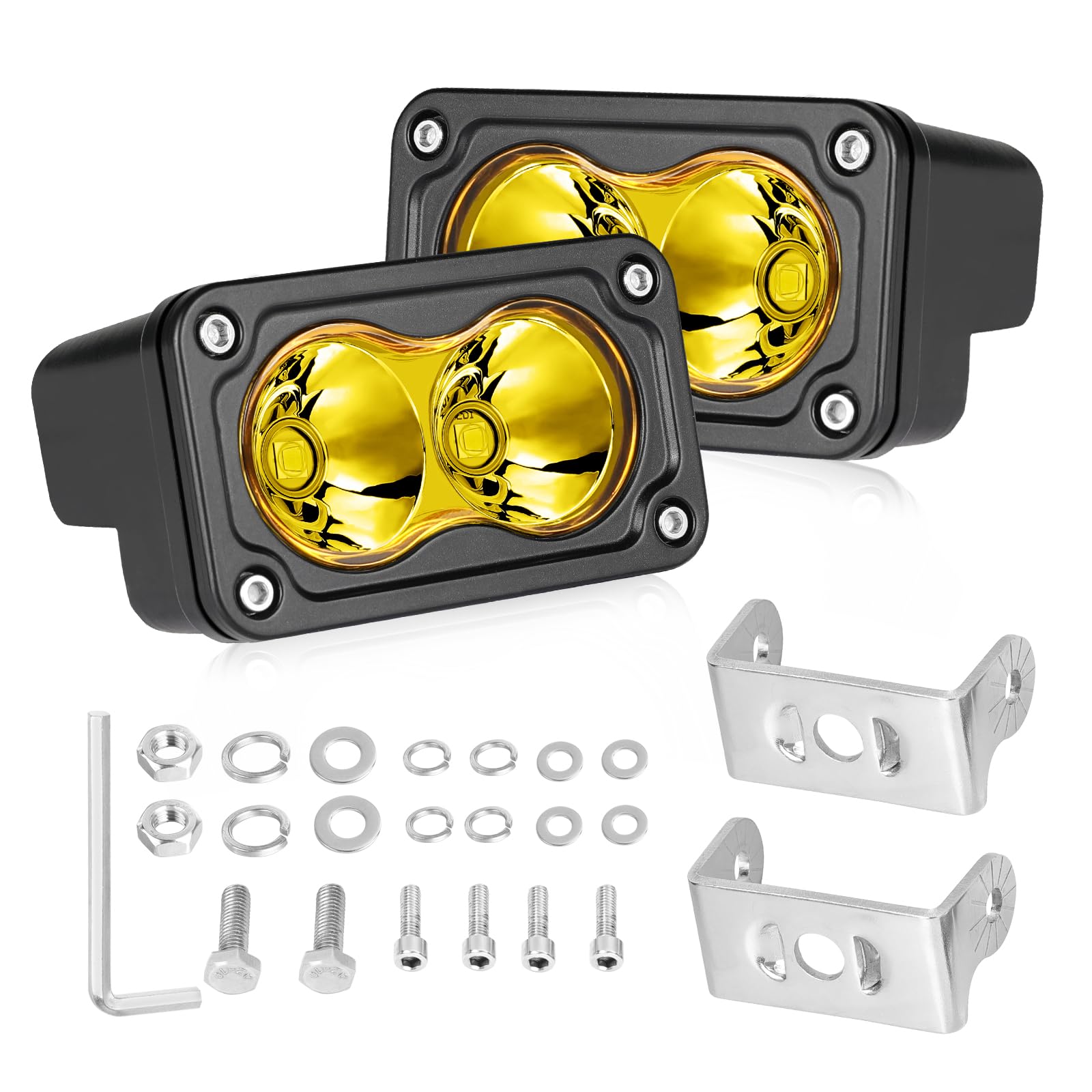 Photo 1 of AKD Part Yellow LED Pods, 3 Inch CREE LED Yellow Fog Lights 40W Spot Motorcycle Auxiliary Light Pods Small Offroad Driving Pods Lights 2PCS for Truck Dirt Bike SUV UTV ATV Snowmobile Surron