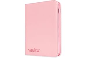 Vault X Premium Exo-Tec® Zip Binder - 9 Pocket Trading Card Album Folder - 360 Side Loading Pocket Binder for TCG (Pink)