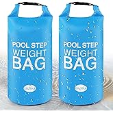 2 Pack 25L Universal Pool Step Weights 250D PVC Waterproof Swimming Pool Ladder Weights No Breaken Above Ground Pool Ladder Sand Bags, Foldable Pool Stair Weights for Pool Steps(Sky Blue)