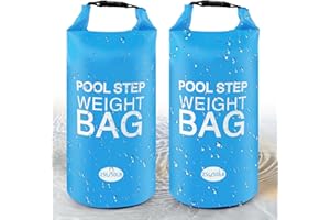 WHUMSDOG 2 Pack 50LB Universal Pool Step Weights 250D PVC Waterproof Swimming Pool Ladder Weights No Breaken Above Ground Pool Ladder Sand Bags, Foldable Pool Stair Weights for Pool Steps(Sky Blue)
