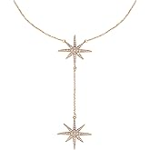 Savlano 14K Gold Plated Cubic Zirconia Round Cut Starburst 18 Inches Pendant Chain Necklace For Women