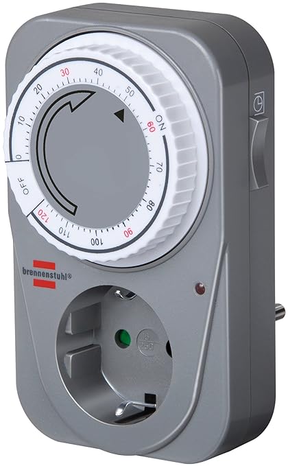 Brennenstuhl Countdown Timer MC 120, mechanische Timer-Steckdose (Tages-Zeitschaltuhr, mit Countdown Funktion und Kindersiche
