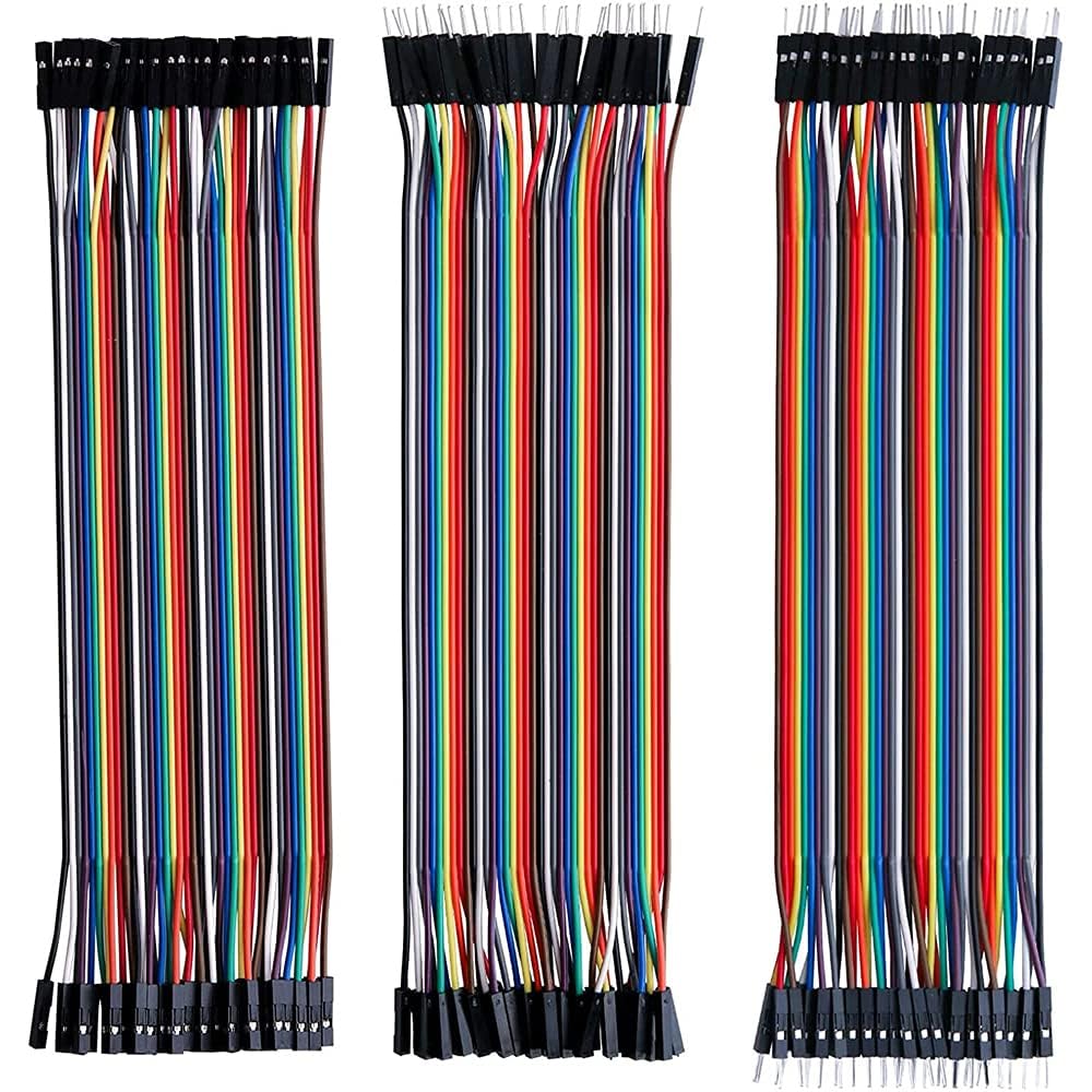 MMOBIEL 120 Pcs Multicolored Dupont Breadboard Jumper Wires 40-pin M/F, M/M, F/F Ribbon Cables Kit Compatible with DIY Arduino, Raspberry Pi 2 3 4 Projects, Length 20cm / 8 Inch