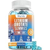 Lithium Orotate 5mg Gummies for Adults and Kids, Low-Dose Chelated Lithium Orotate for Mood Support & Cognitive Improvement, Sugar-Free, Non-GMO, Gluten-Free, Vegan-Friendly, Blueberry Flavor, 60