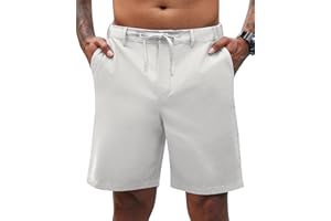 Lion Nardo Linen Shorts for Men Casual Elastic Waist Drawstring Summer Beach Linen Shorts Men Dress Shorts