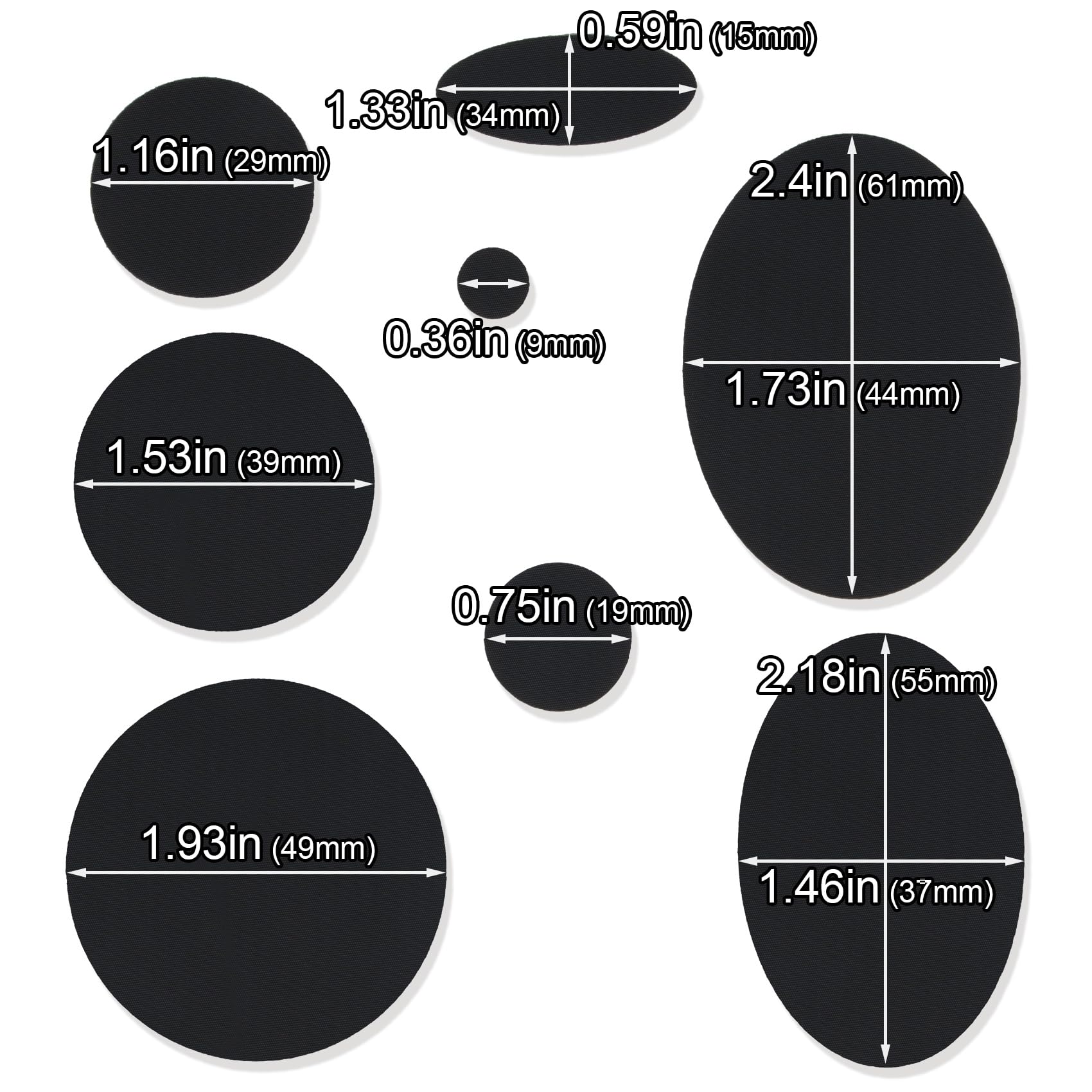 Pndeyo 16pcs Puffer Down Jacket Repair Patch Kit, Black Nylon Fabric Repair Patch Self Adhesive Waterproof Stick on Patches Tape for Coat Clothing Tent Sleeping Bags Ski Pants Holes Fixing Round