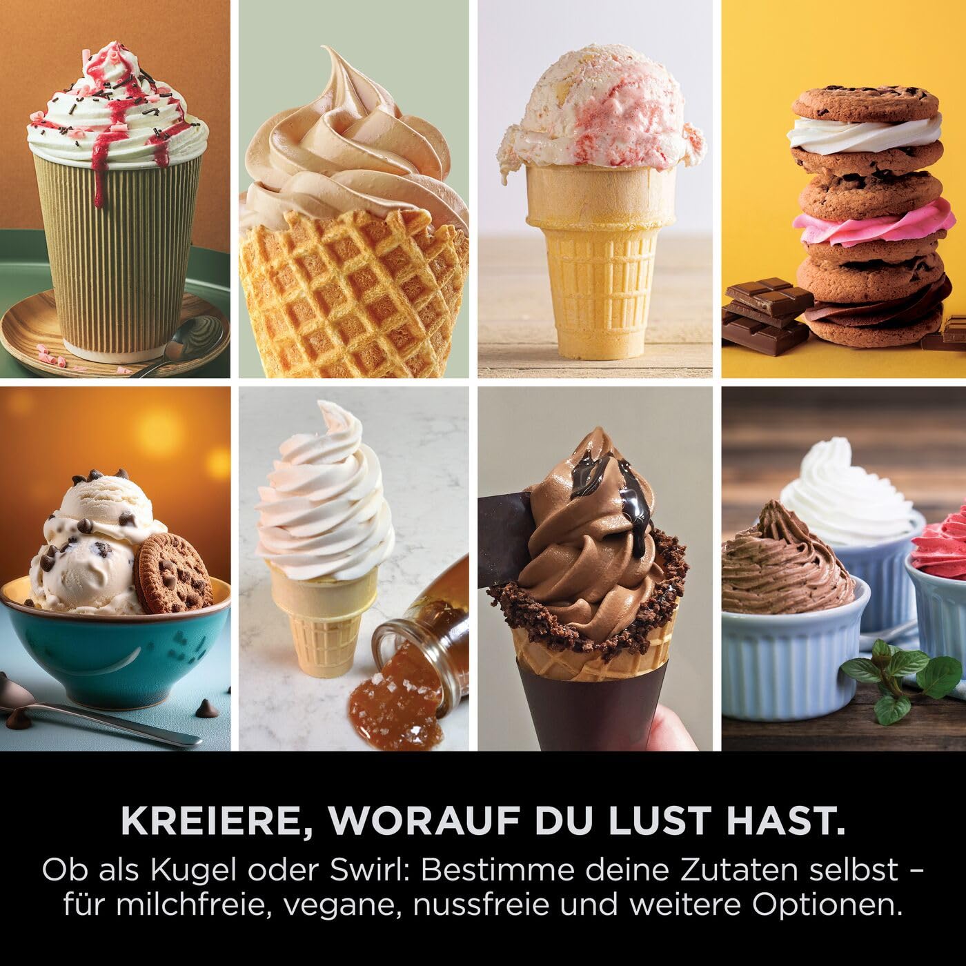 Ninja CREAMi Scoop & Swirl Eismaschine mit 2 Behältern, 13 Funktionen, für Eiscreme, Softeis, Gelato, Sorbet, Milchshakes und mehr, mit Mix-In-Funktion, Stone Gold NC701EUSTGD 5