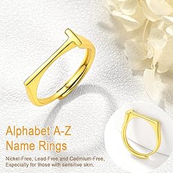 SILVERCUTE Statement Initial T Ring Gold Plated