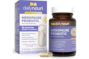 DAILYNOURI Menopause Probiotic | Supports Hormonal Balance, Estrogen, Hot Flashes, Night Sweats, Bloating & Gut Health | 3 Clinically Studied Strains + Resveratrol & Vegan Omega Oil | 30-Day Supply