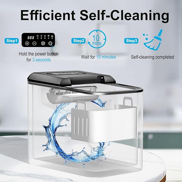 GREATRUE COUNTERTOP ICE MAKER, 9 ICE CUBES IN 6 MINS, 33 LBS/24 HRS, 2 ICE CUBE SIZES, SELF-CLEANING, QUIET OPERATION, COMPACT DESIGN FOR HOME/OFFICE/KITCHEN/CAMPING (STAINLESS STEEL)