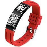 Theluckytag Medical Bracelets for Men Women with QR Code Medical Alert ID Bracelets for Sport Travel - Silicone Waterproof Wristband Fits Wrists Up to 8 inches - More Space Custom Emergency Medic ID Alert Information