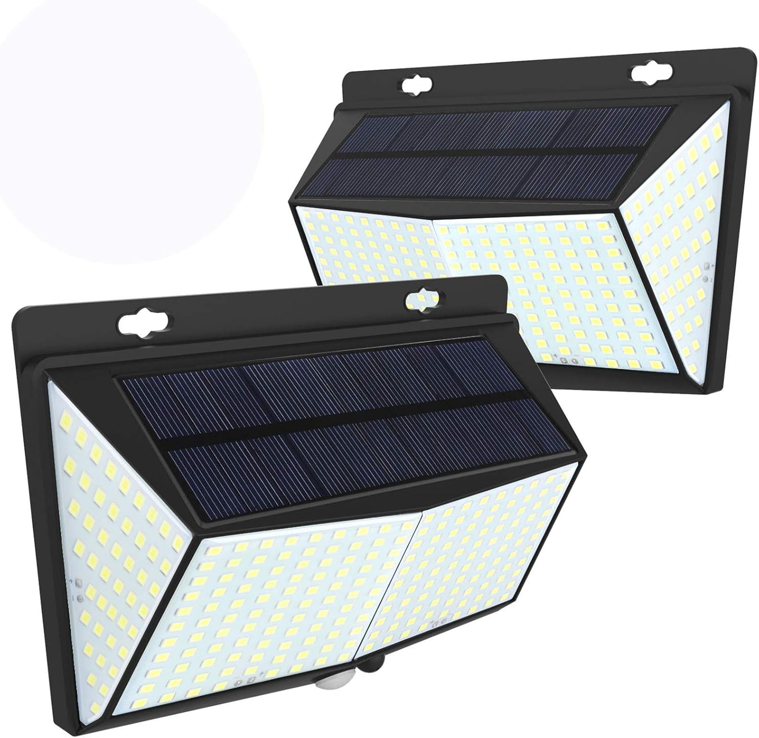 Solar Lights Outdoor 288 LED, Solar Powered Motion Sensor Security Light Outdoor with 300° Lighting Angle IP65 Waterproof Hanging Solar Light for Pathway Garden Fence Walkway (2 Pack/ 3 Modes) - - 
