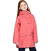 SOLOCOTE Kids Rain Jacket Hooded Lined Rubber RainCoats for Girls Boys Waterproof Windproof Size 5-14Y