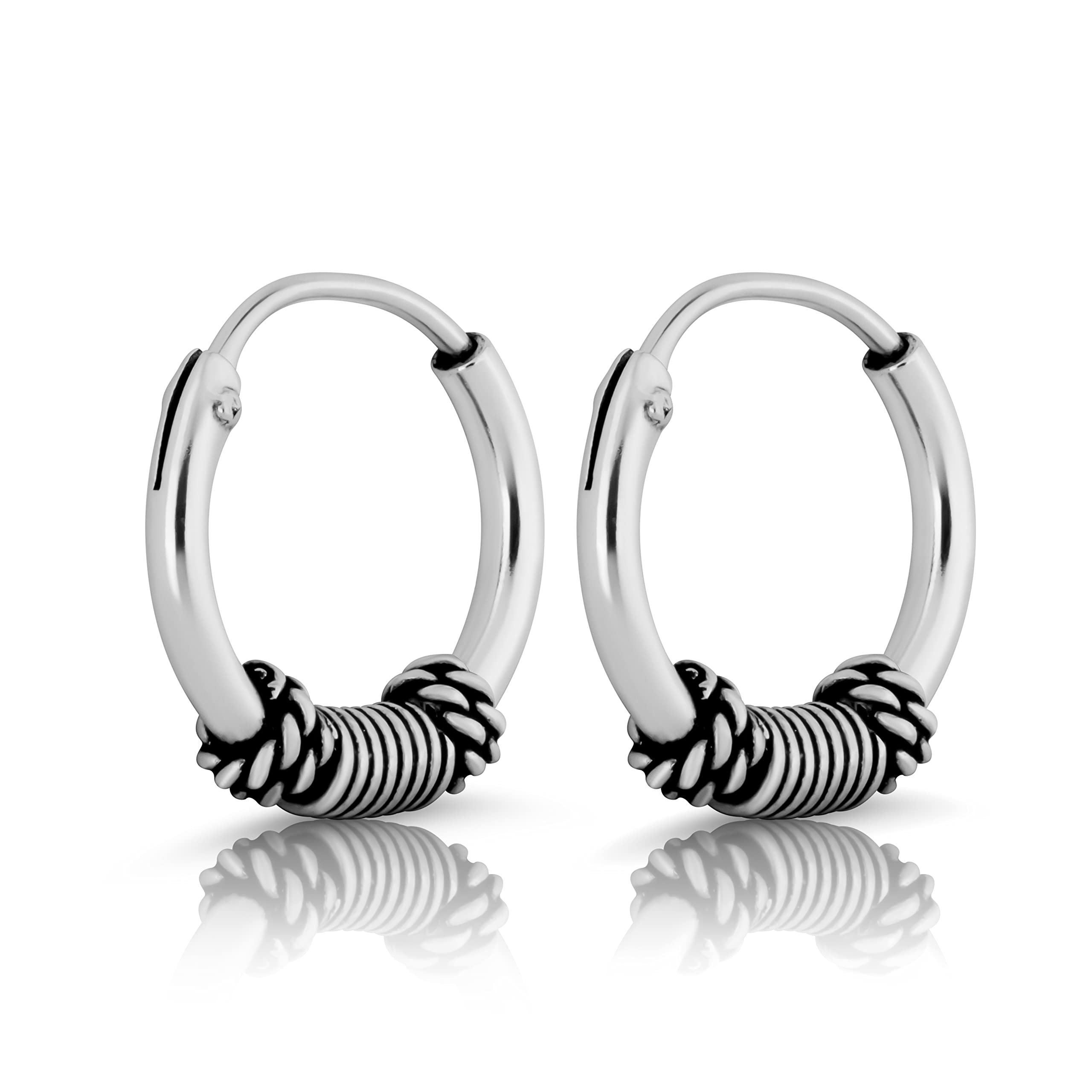 NKlaus pair Ø 10mm Bali Creole Spiral Celtic 1,2mm 925 Sterling Silver Gothic 4390