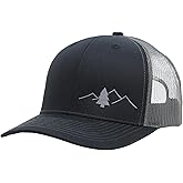 LINDO Trucker Hat [ Great Outdoors Design ] for Men and Women: Mid Profile Cap with Breathable Mesh Back and Adjustable Snap