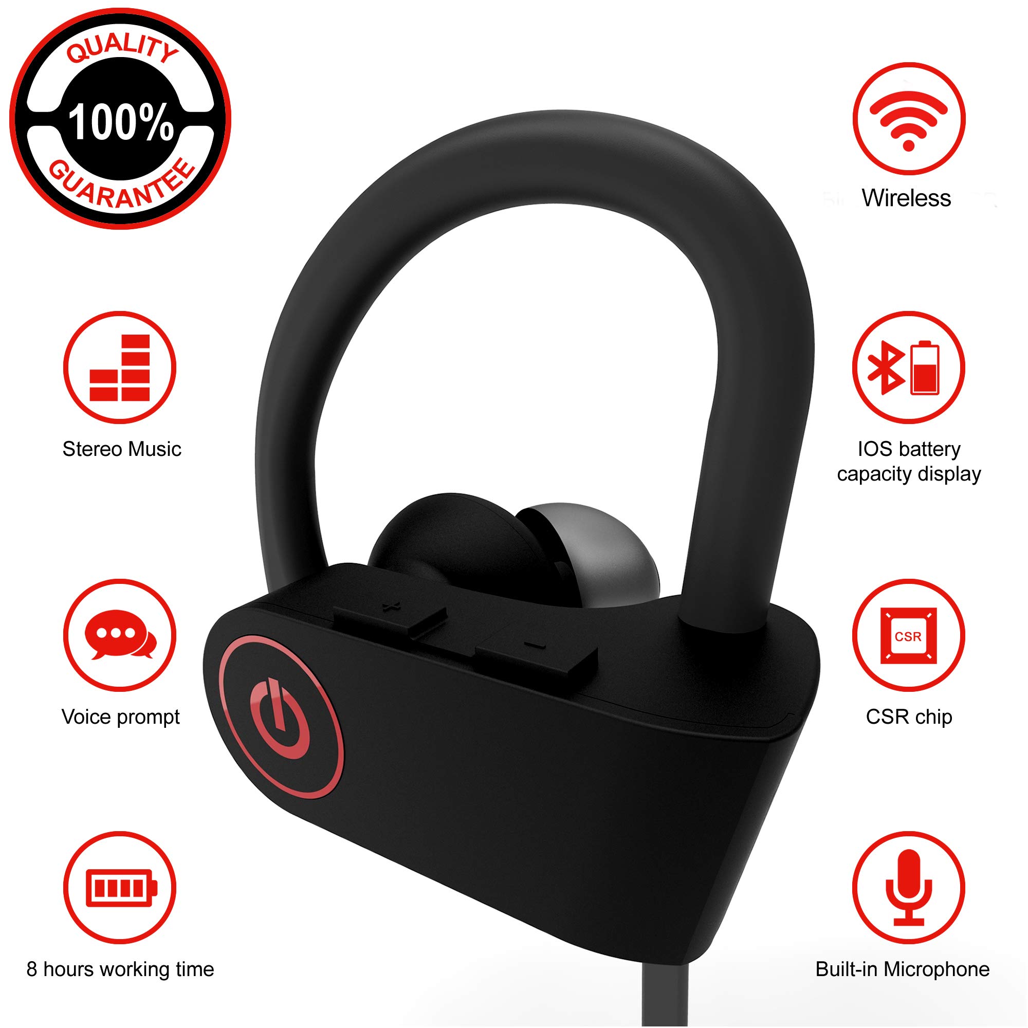 Wireless Headphones | Best Wireless Earbuds |Wireless Workout Earphones | Running Workout Sport Headphones | Sweatproof HD Stereo Earbuds | Noise Cancelling Headset Sports for Women Men Mic 9 Hours