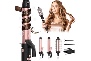 AFANSO Automatic Rotating Curling Iron, 3 in 1 Thermal Brush Set 1-1 1/2 Inch, Auto Hair Curler with 3 Temps, 100 Million Ionic, Travel Dual Voltage Self Curling Wand for Beach Waves, Ceramic Coating