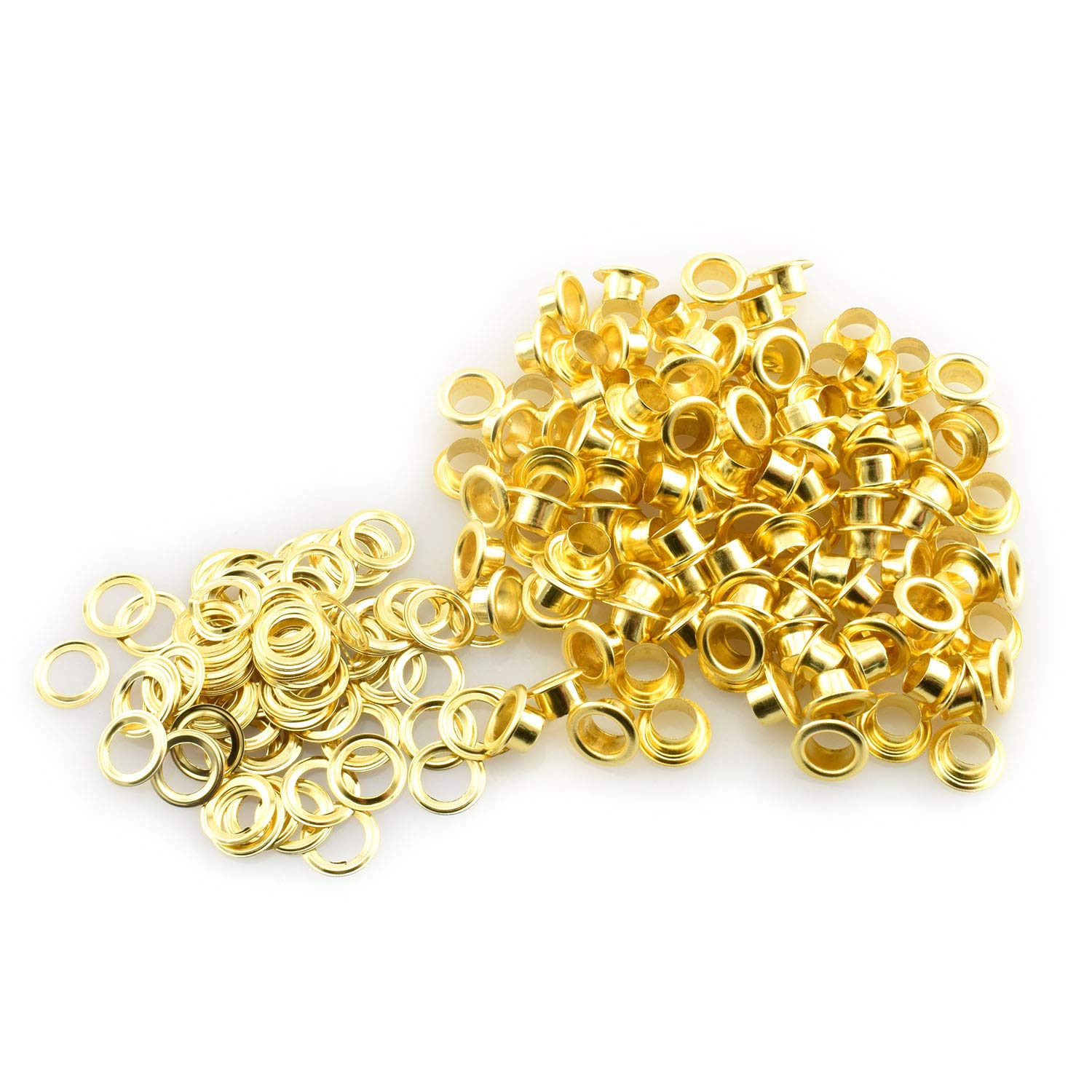 RuiLing 120 Sets 6mm Gold Metal Eyelets Garments Shoes Supplies Sewing Crafts Accessories 1/4 Inch Grommet Eyelets