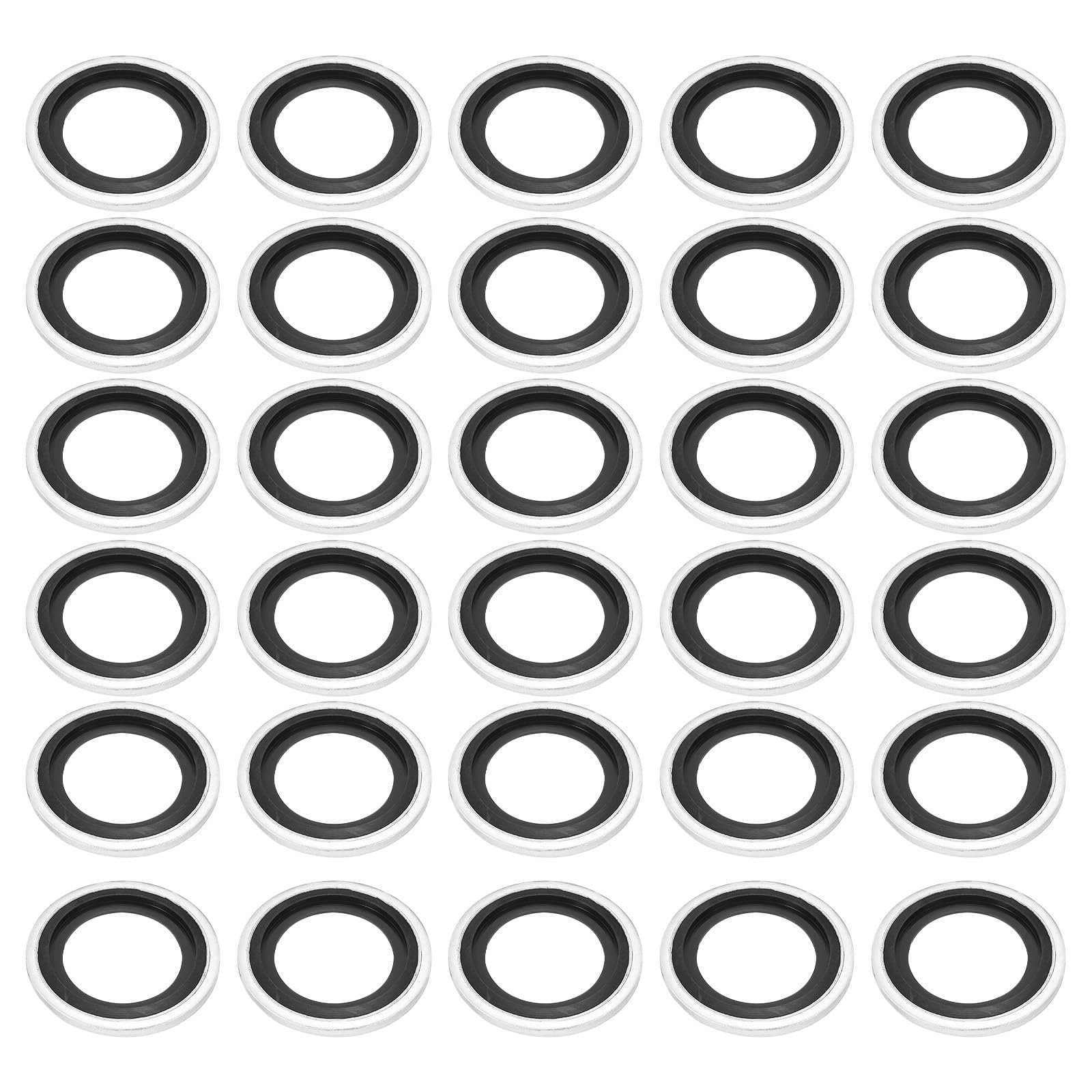 PATIKIL M20 Self-Centered Bonded Sealing Gasket, 30Pcs NBR Metal Bonded Sealing Washers Automotive Washers for Mechanical, Plumbing, Cylinder Repairs