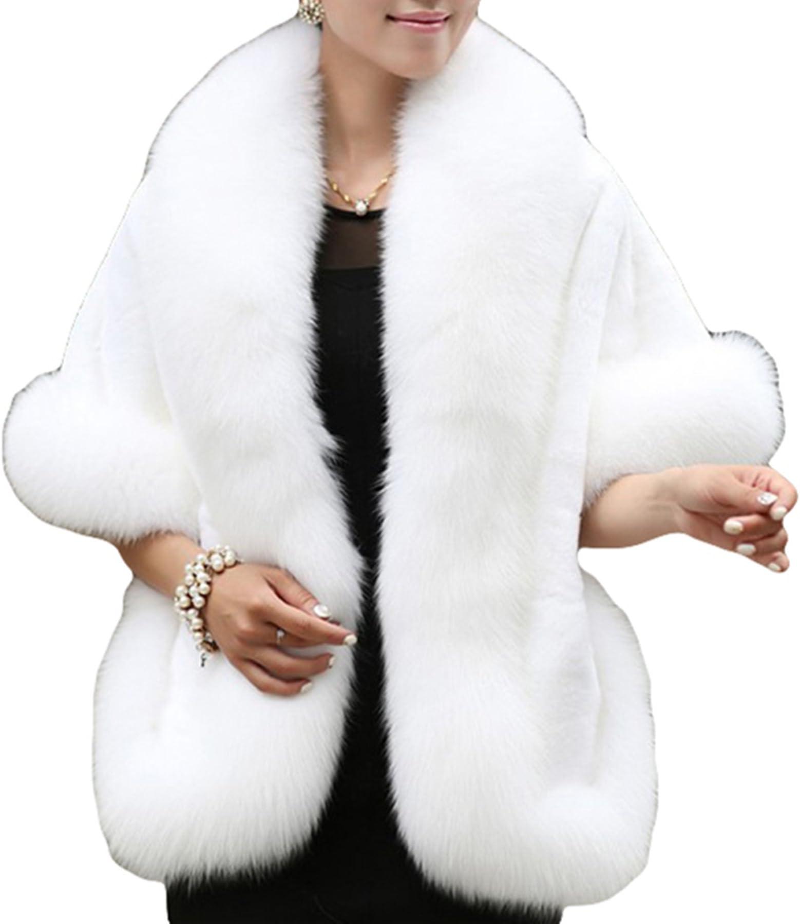 PENER Women's Fashion Faux Mink Fur Shawl Cloak Cape Knit Shawls Cloak