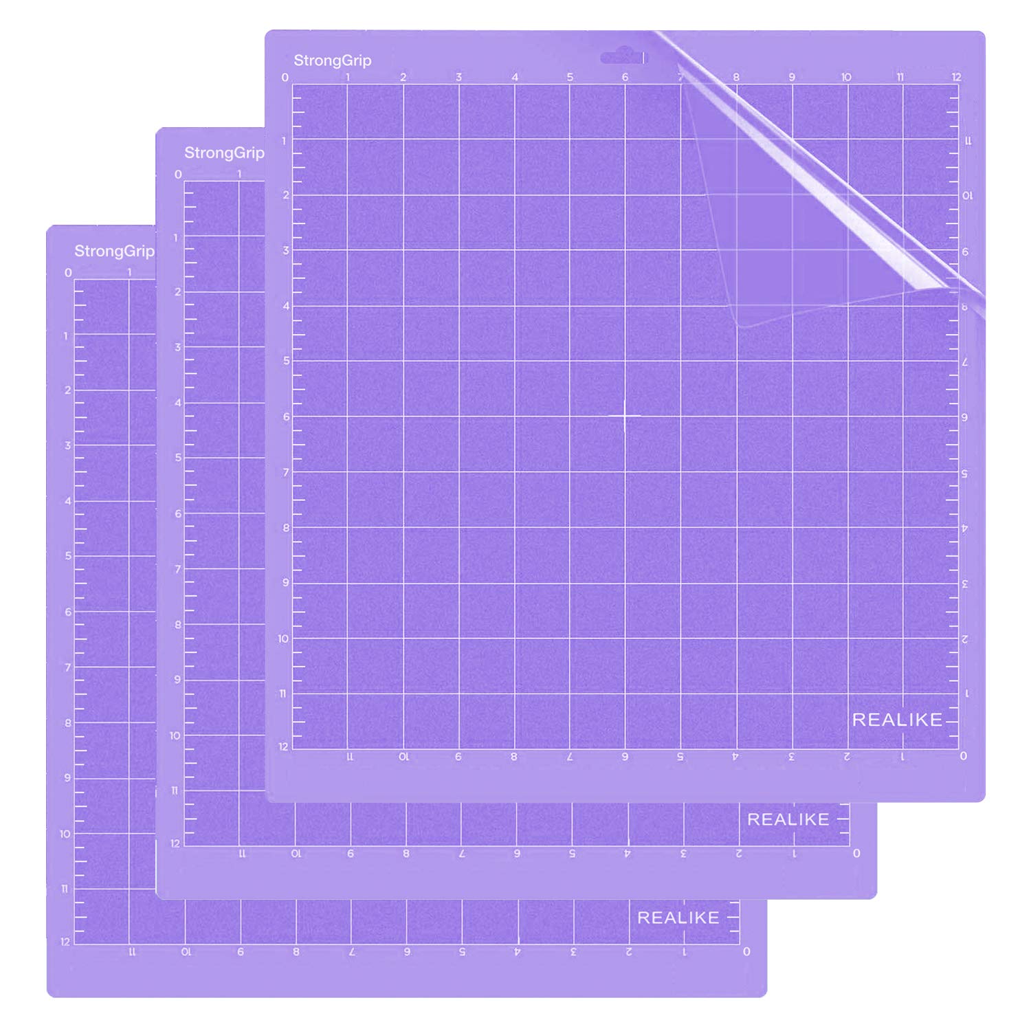 REALIKE Strong Grip Cutting Mat for Cricut Explore Machine,Cricut Expression Machine 30.48cmX30.48cm 12x12 inch Adhesive Sticky Cutting Mats 3Pack Replacement Vinyl Cutting mat for Craft Sewing