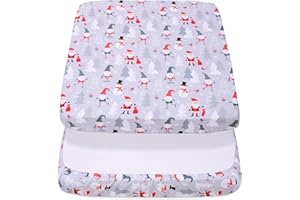 Cloele Christmas Square Playard/Playpen Fitted Sheets Perfect for 36 X 36 Portable Playard Mattresses - Square Pack and Play Crib Sheets - Ultra Soft Polyester Snowman Fitted Playpen Sheet for Baby