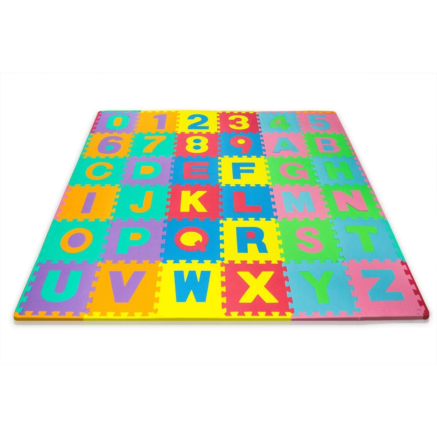 Zest 4 Toyz Non Toxic Alphabet Eva Foam Puzzle Mat Abc Numbers 0 To 9 Flooring Mat For Kids Learn Play With Interlocking Puzzle Pieces