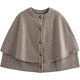 SEMATOMALA Womens Cropped Cape Cardigan Button Up Crew Neck Short Jacket Shawl Poncho Knit Sweater Coat