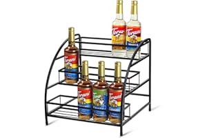SOUJOY Coffee Syrup Rack Organizer, 12 Bottles Wine Holder Stand, 3-Tier Metal Wire Countertop Storage Rack, Freestanding Shelves for Coffee Bar Station, Kitchen, Syrup Wine Dressing Cocktail