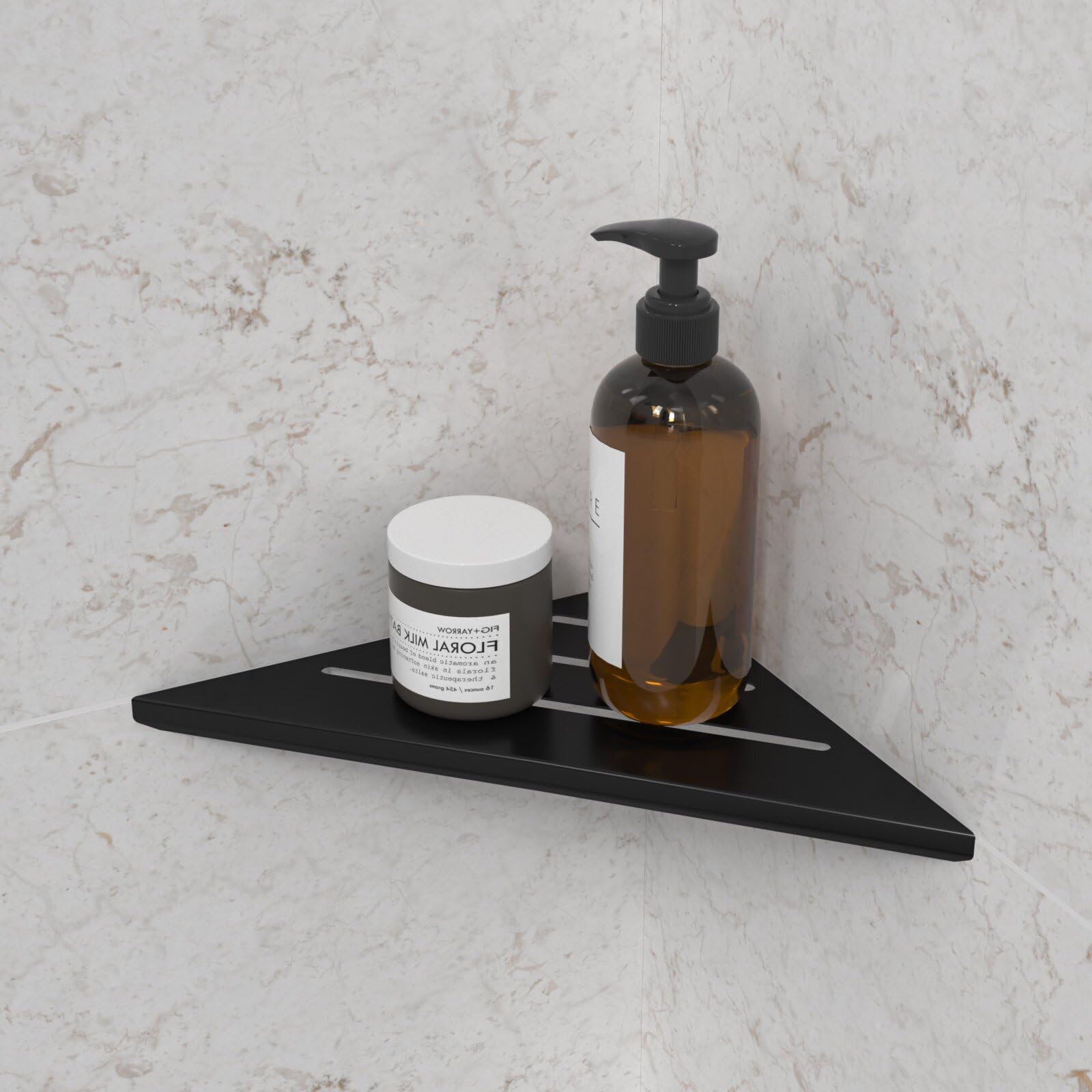 Womamny Bathroom Corner Shelves No Drilling, Thickened Bathroom Shelves, 35x24.5 cm Corner Shelf, Stainless Steel Black Shower Caddy Corner Shower Shelf for Bathroom Kitchen Corner