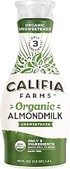 Califia Farms - Organic Unsweetened Almond Milk, 48 Oz, Dairy Free, Keto, Vegan, Plant Based, Organic Milk, Non GMO, Low Calo