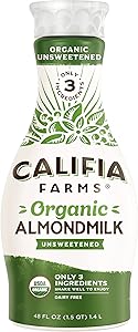 Califia Farms - Organic Unsweetened Almond Milk, 48 Oz, Dairy Free, Keto, Vegan, Plant Based, Organic Milk, Non GMO, Low Calo